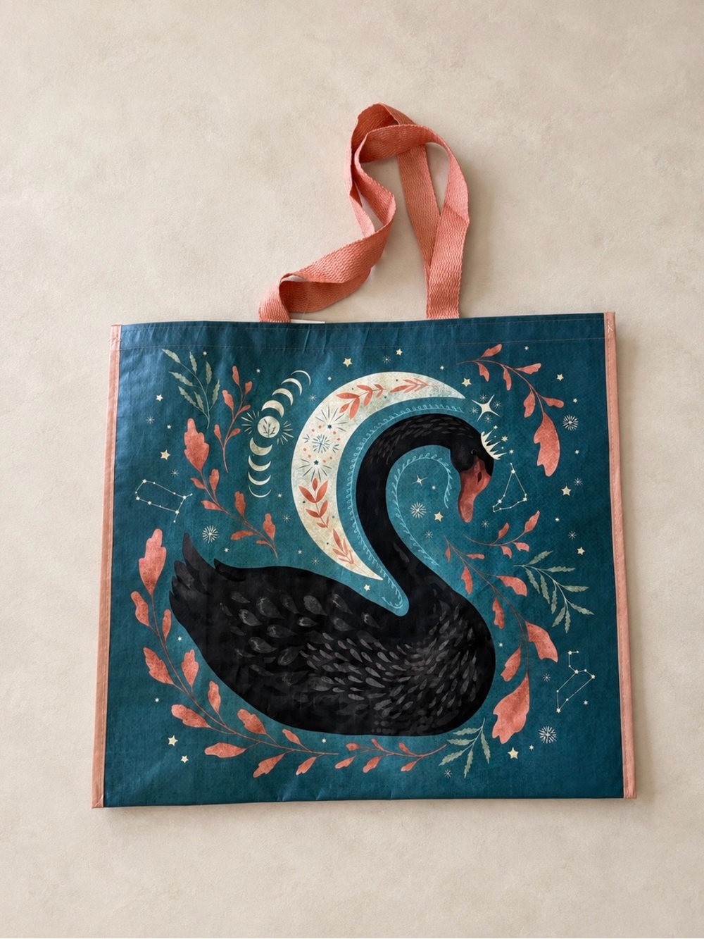 Black swan reusable tote bag